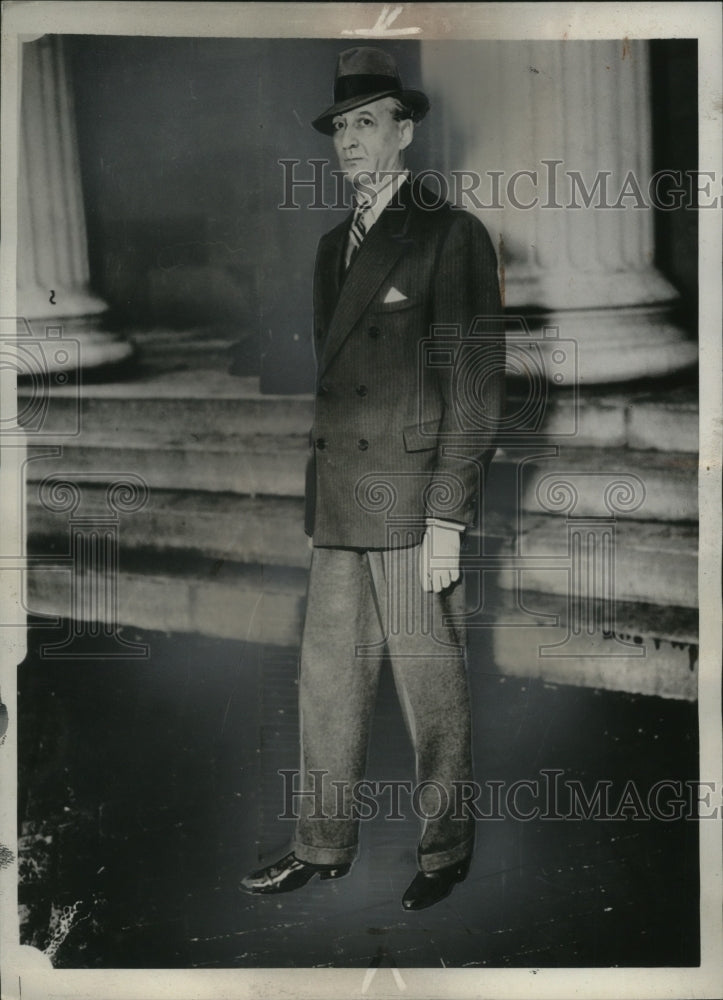 1935 Press Photo V Andoga of NY Testified at Grand Jury on Death of Evelyn Hoey