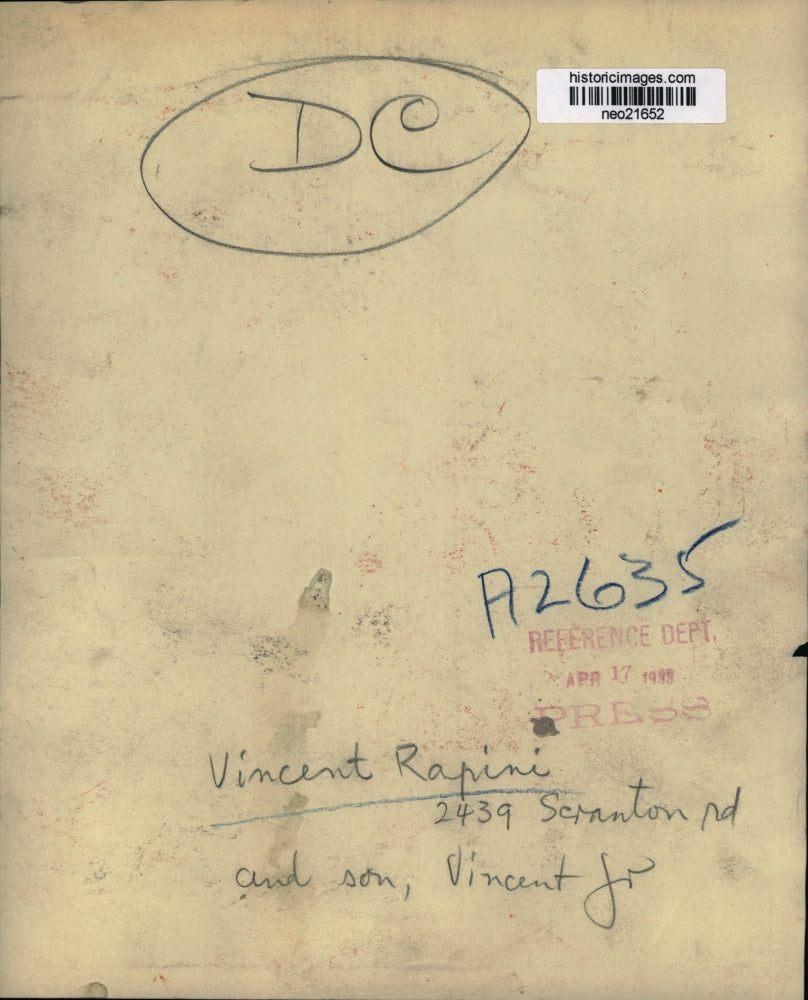 1933 Press Photo Vincent Rapini and Son, Vincent Jr. - neo21652
