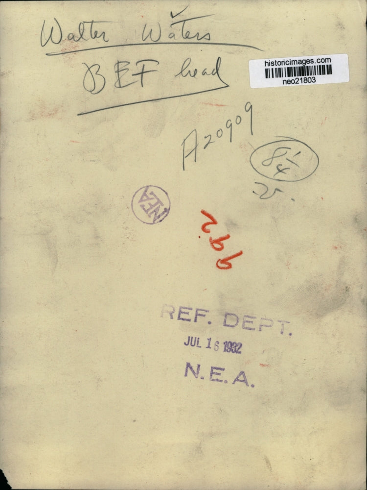 1932 Press Photo Walter Waters BEF Head - neo21803