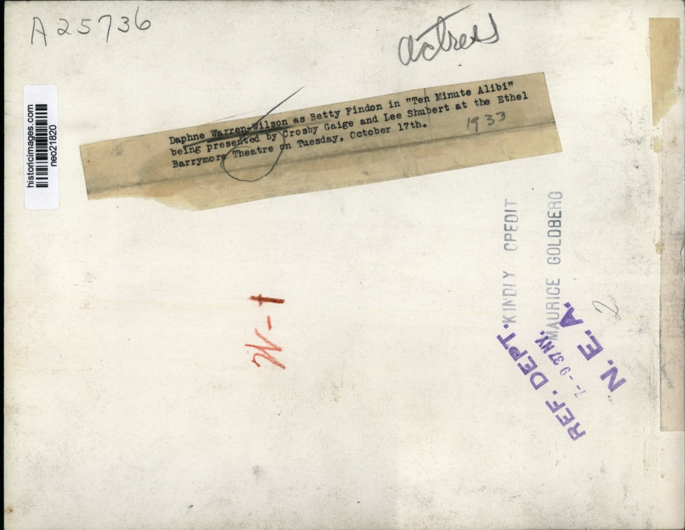 1937 Press Photo Daphne Warren Wilson as Betty Findon in "Ten Minute Alibi"