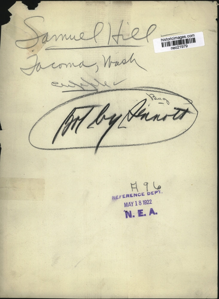 1922 Press Photo Sauel Hill Cripple of Tacoma, Washigton - neo21979