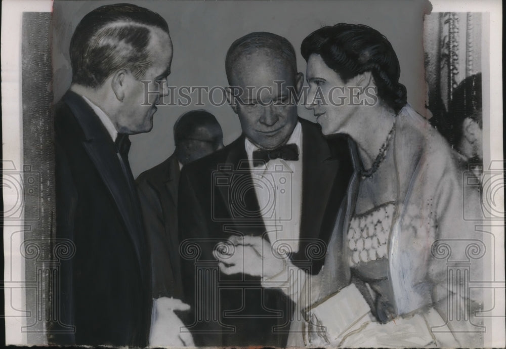 1955 Press Photo Eisenhower listens to a conversation with Petitpierre, Willis