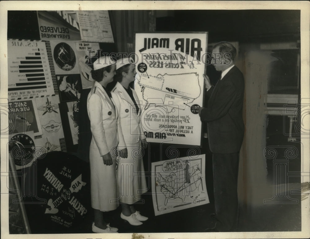 1936 Press Photo Air Mail Exhibit, Hotel Hallenden - neo22318
