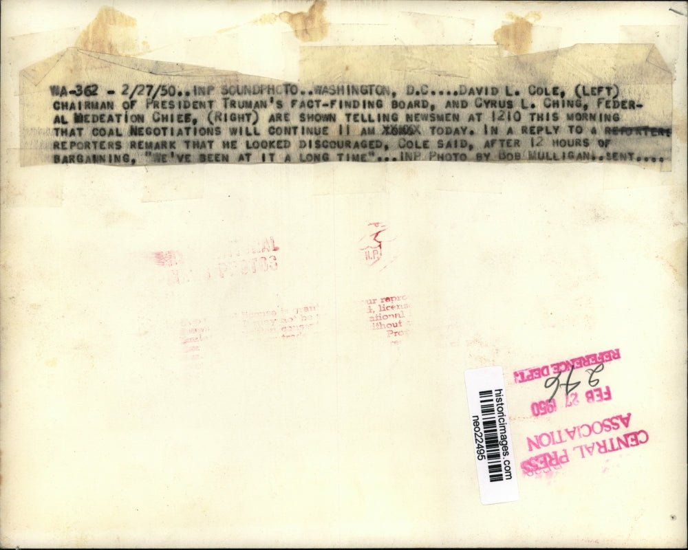 1950 Press Photo D.C., David L. Cole & Cyrus S. Ching - neo22495