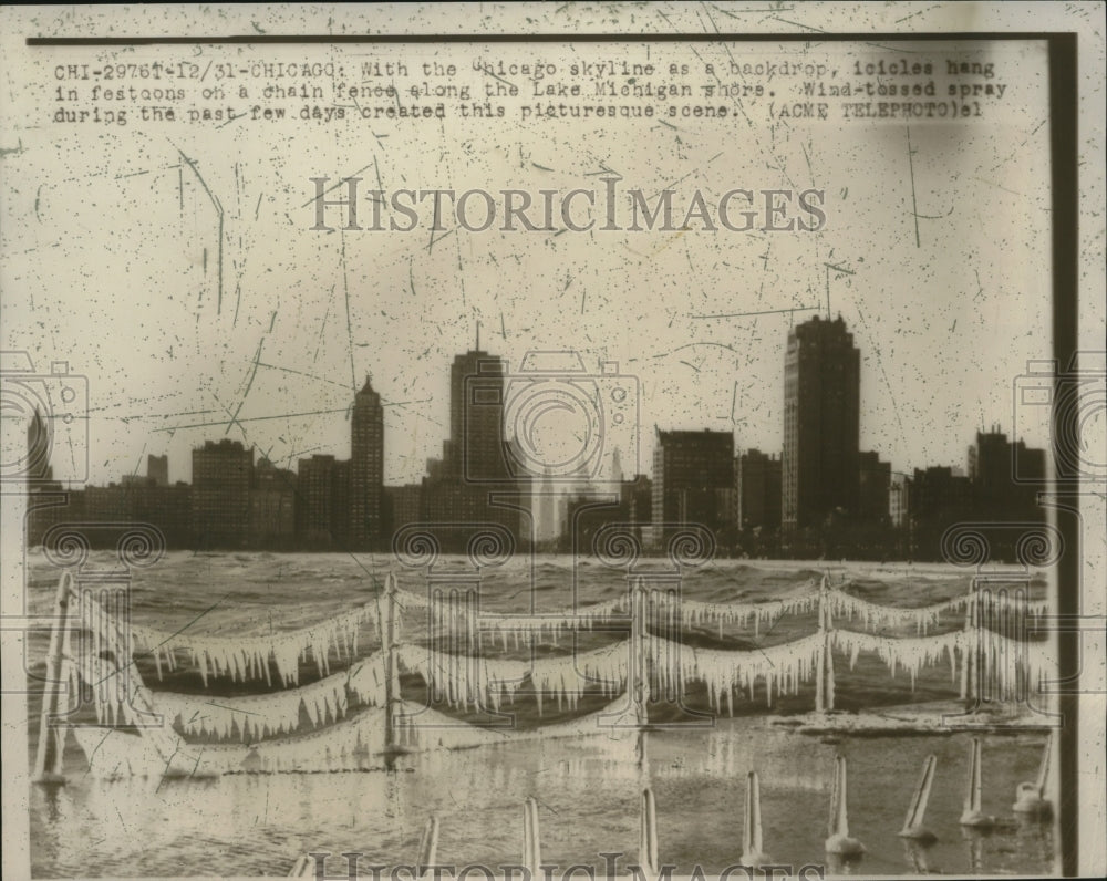 1949 Press Photo Lake Michigan, Chicago in Ice - neo22551