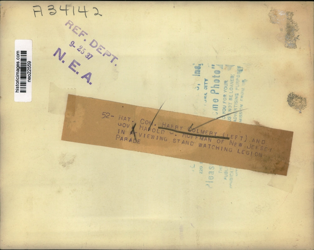 1937 Press Photo Nat. Com. Harry Colmery & Gov Harold Hoffman - neo22559