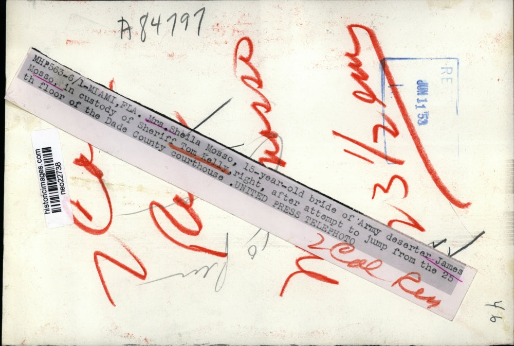 1953 Press Photo Mrs Sheila Mosso age 15 bride of Army deserter James Mosso