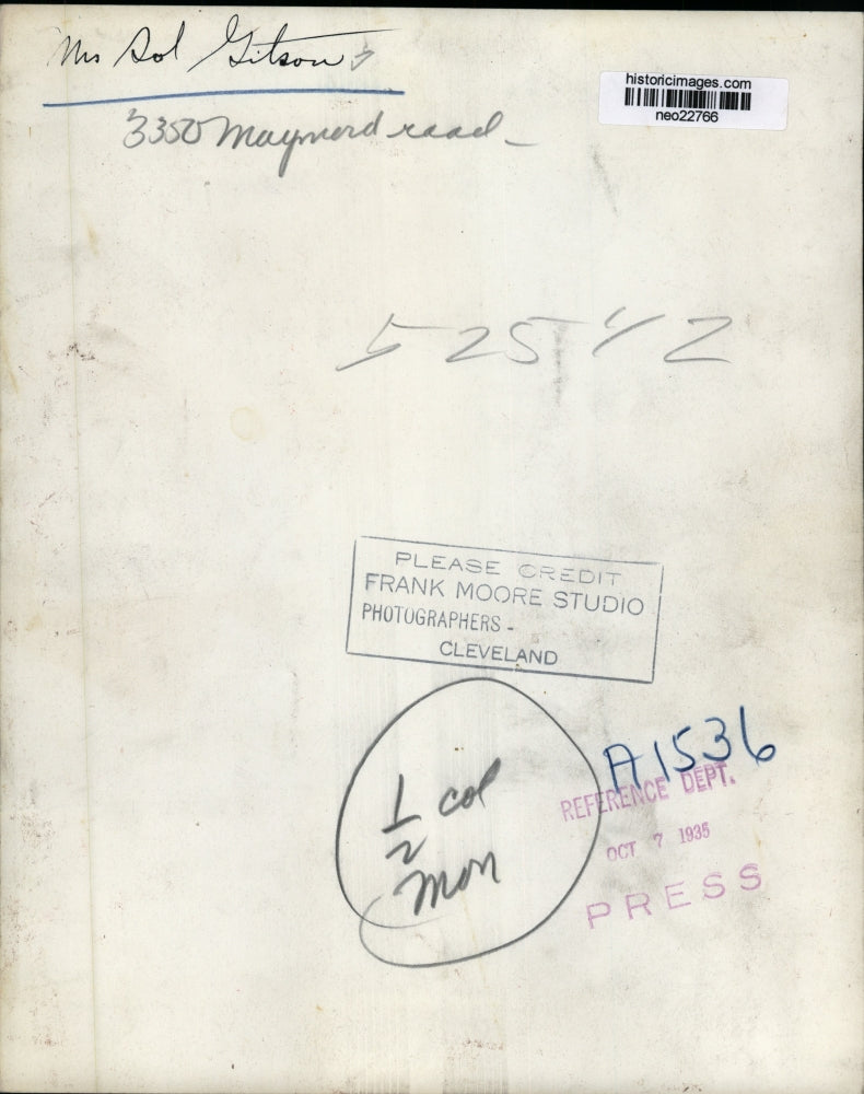 1935 Press Photo Mrs. Sol Gitson - neo22766