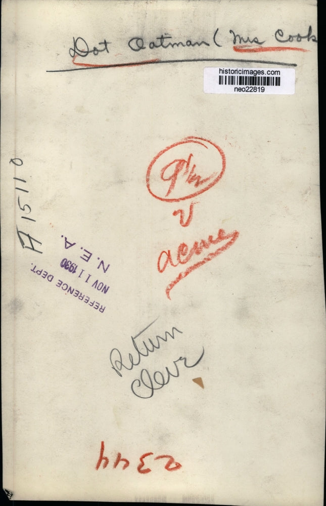 1930 Press Photo Dot Oatman (Ms. Cook) - neo22819