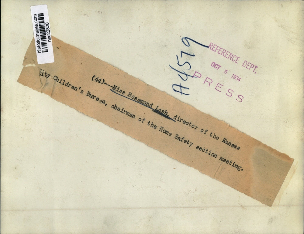 1934 Press Photo Ms Rosamond Losh, Director of KS City Children's Bureau