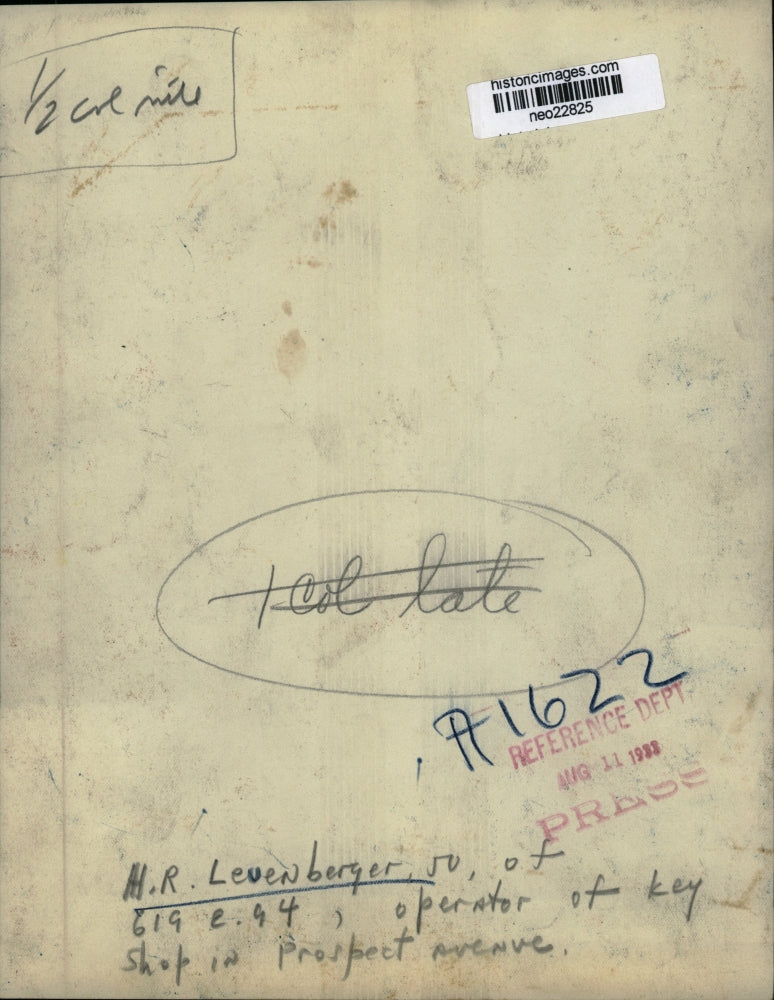 1933 Press Photo H.R. Levenberger, Operator of Key Shop in Prospect Avenue