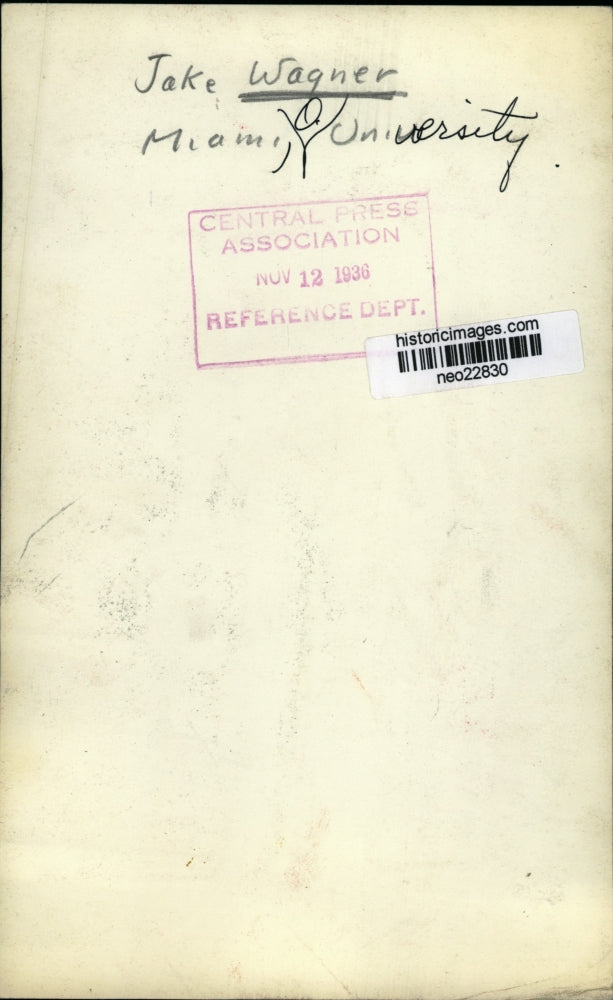 1936 Press Photo Jake Wagner of Miami University - neo22830