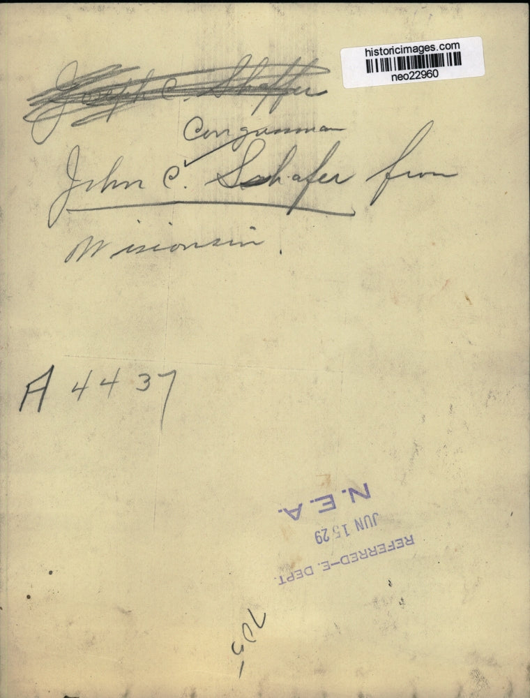 1929 Press Photo Congressman John C. Shafer from Wisconsin - neo22960