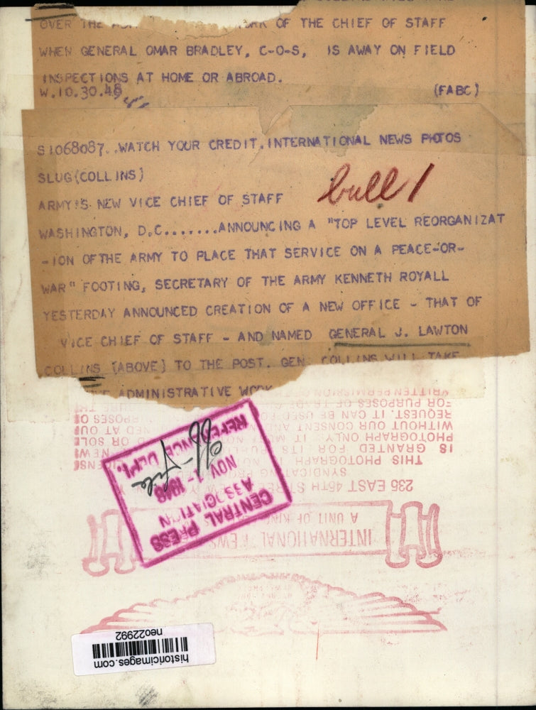 1948 Press Photo J. Lawton Collins named new Vice Chief of Staff - neo22992