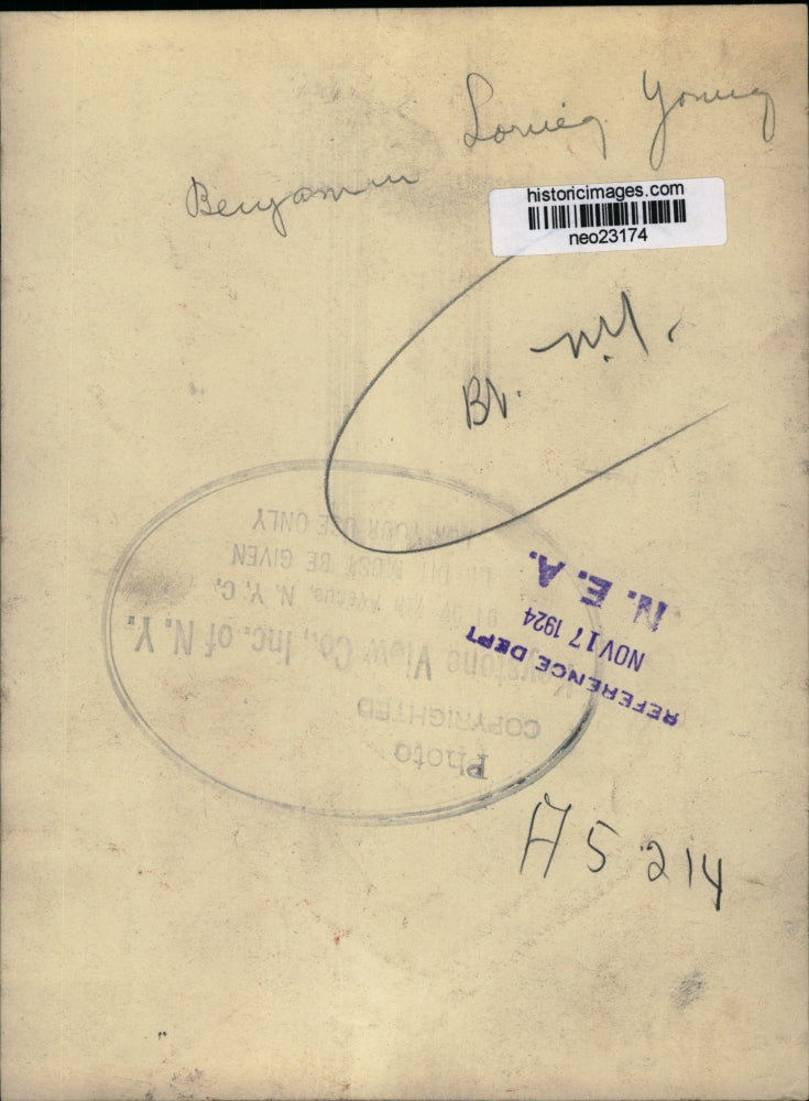 1924 Press Photo Benjamin Loring Young of Massachusetts - neo23174