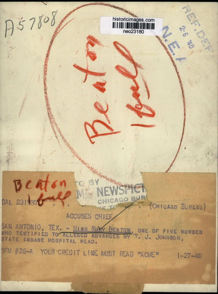 1940 Press Photo Ruby Benton Testifies in W.J. Johnson San Antonio Trial