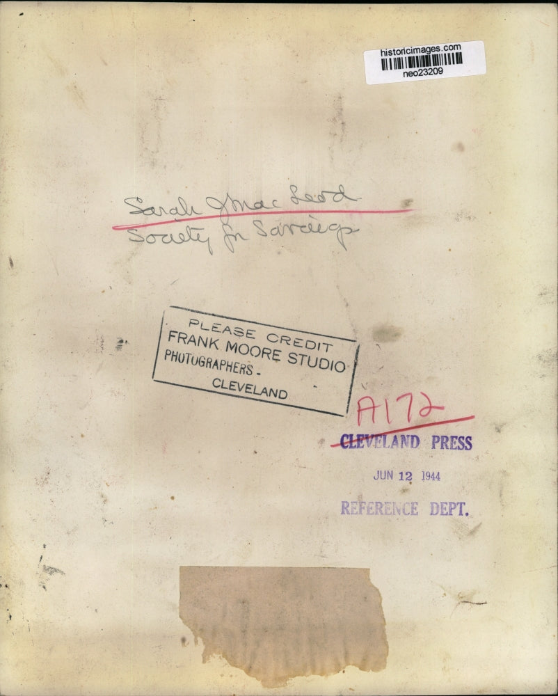 1944 Press Photo Sarah J MacLeod society woman - neo23209