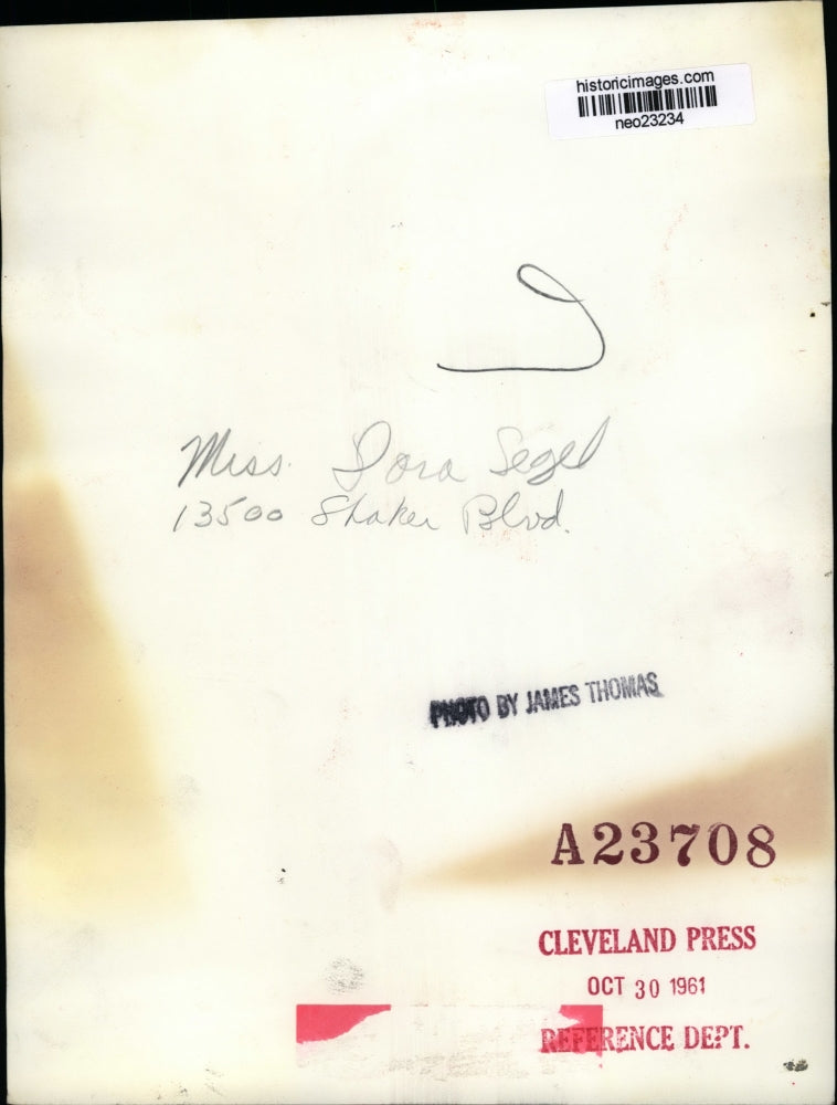 1961 Press Photo Miss Dora Segel of Cleveland Ohio - neo23234