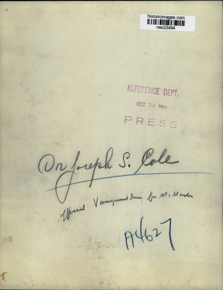 1934 Press Photo Dr. Joseph S. Cole, Official of Vanguard, Inc - neo23494