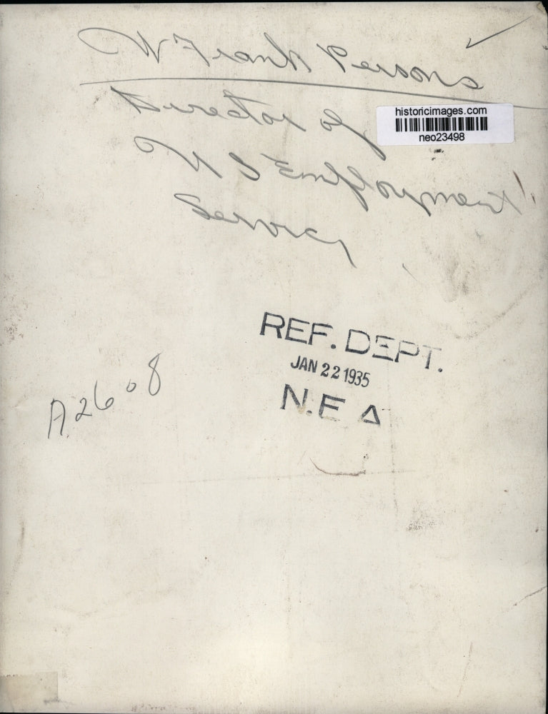 1935 Press Photo W. Frank Peisons, Director of US Employment Service - neo23498