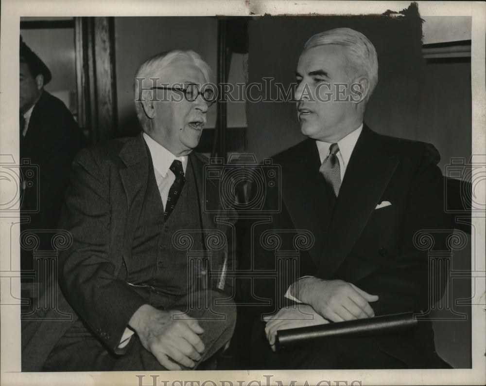 1940 Press Photo Nathan Miller, Edward Stettinius at Steel Stockholders Meeting