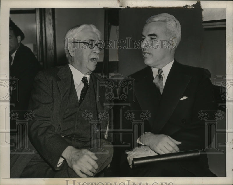 Load image into Gallery viewer, 1940 Press Photo Nathan Miller, Edward Stettinius at Steel Stockholders Meeting
