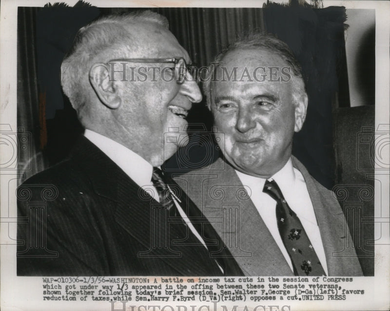 Load image into Gallery viewer, 1956 Press Photo Senators Walter George of GA &amp; Harry Byrd of VA - neo23737
