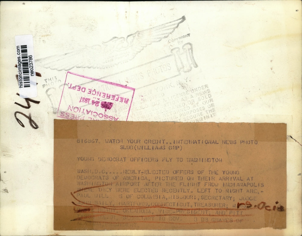 1937 Press Photo Young Democrats of America John Baily, Paul Williams