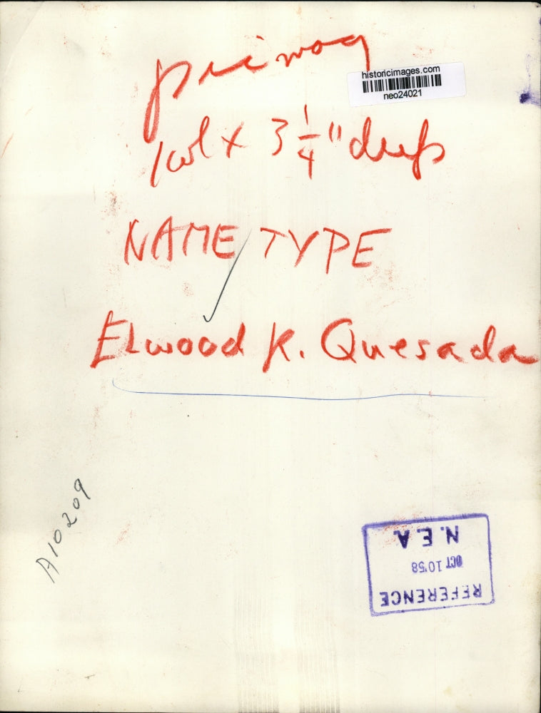 1958 Press Photo Elwood K Quesada in Cleveland Ohio - neo24021