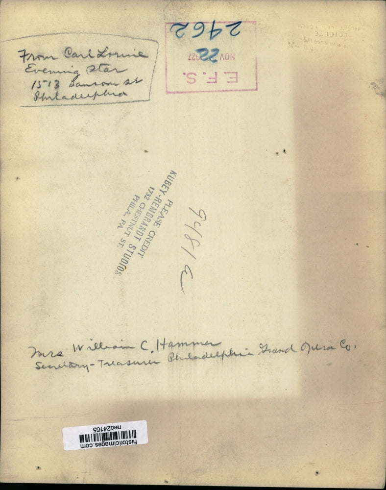 1927 Press Photo Mrs. William C. Hammer of Philadelphia Grand Juror Company