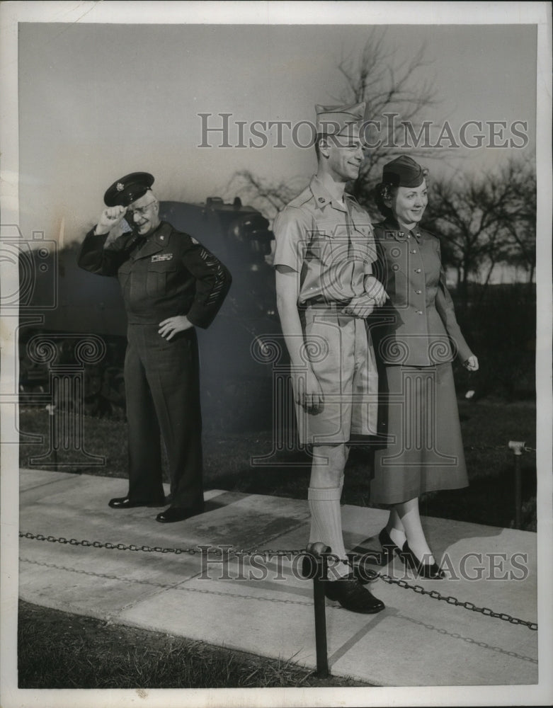 1956 Press Photo Old & New United States Army Uniforms Modeled in Chicago- Historic Images