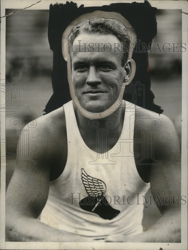 1932 Press Photo John F Anderson wins discus at Olympic trials 163' 5 1/4"