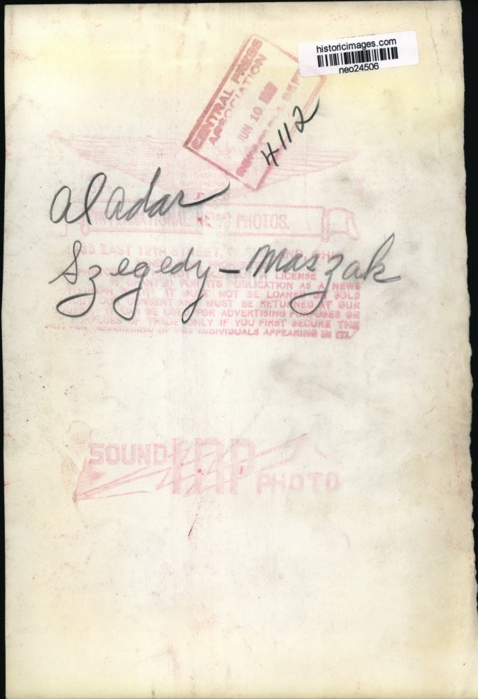 1932 Press Photo Aladar Szegedy Maszak Hungarian envoy to the US - neo24506