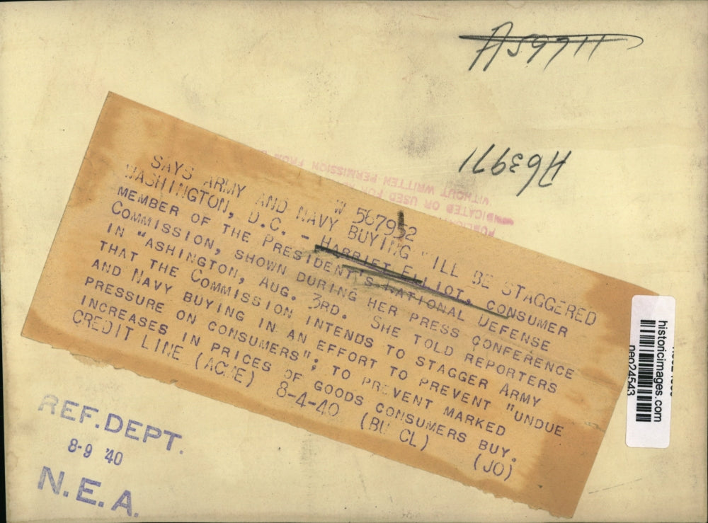 1940 Press Photo Harriet Elliot of Presidents National Defense Commission