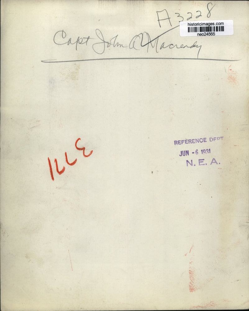 1931 Press Photo Captain John A Macready - neo24565