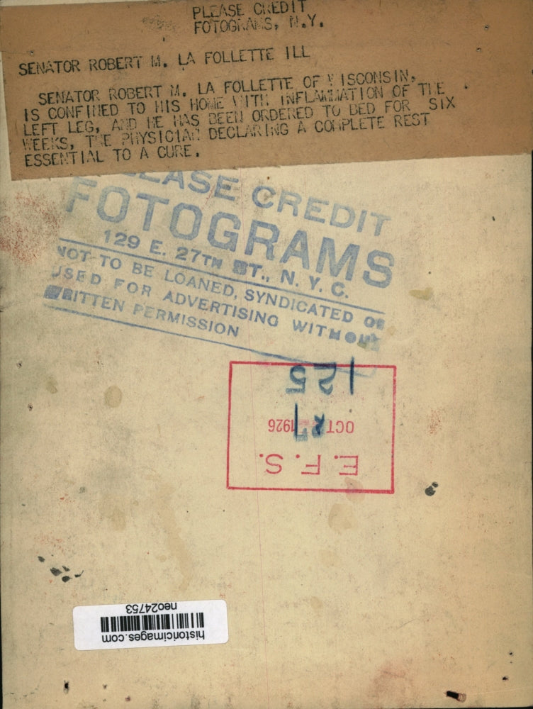 1926 Press Photo Senator Robert La Follette of Wisconsin - neo24753