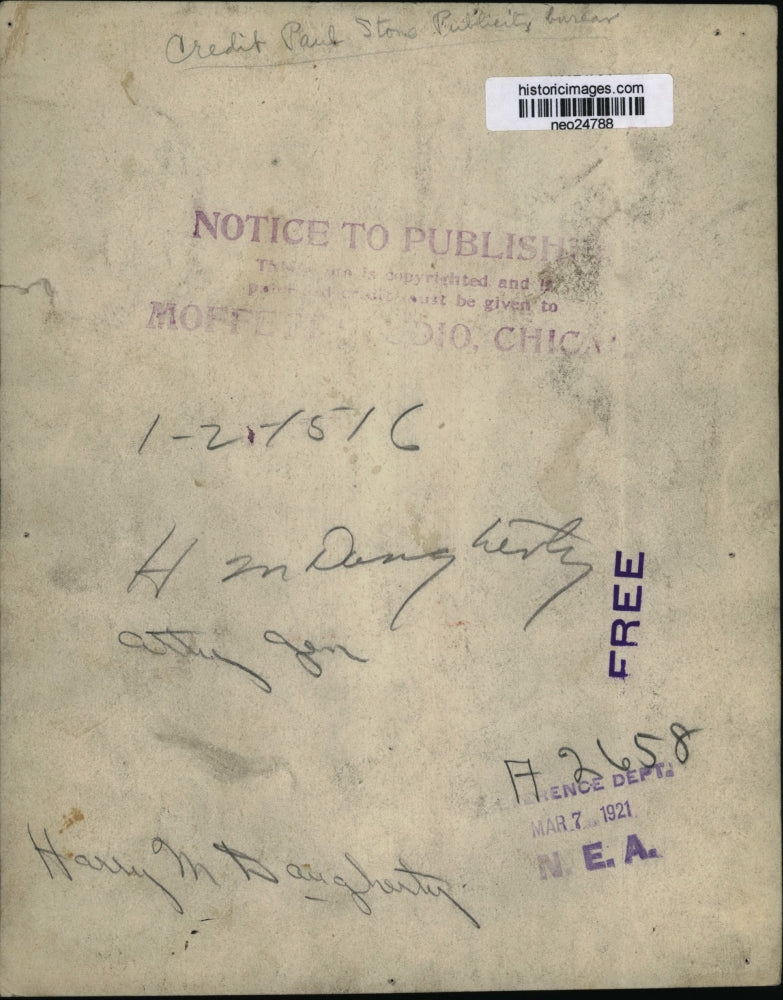 1921 Press Photo Attorney General Harry M. Daugherty - neo24788