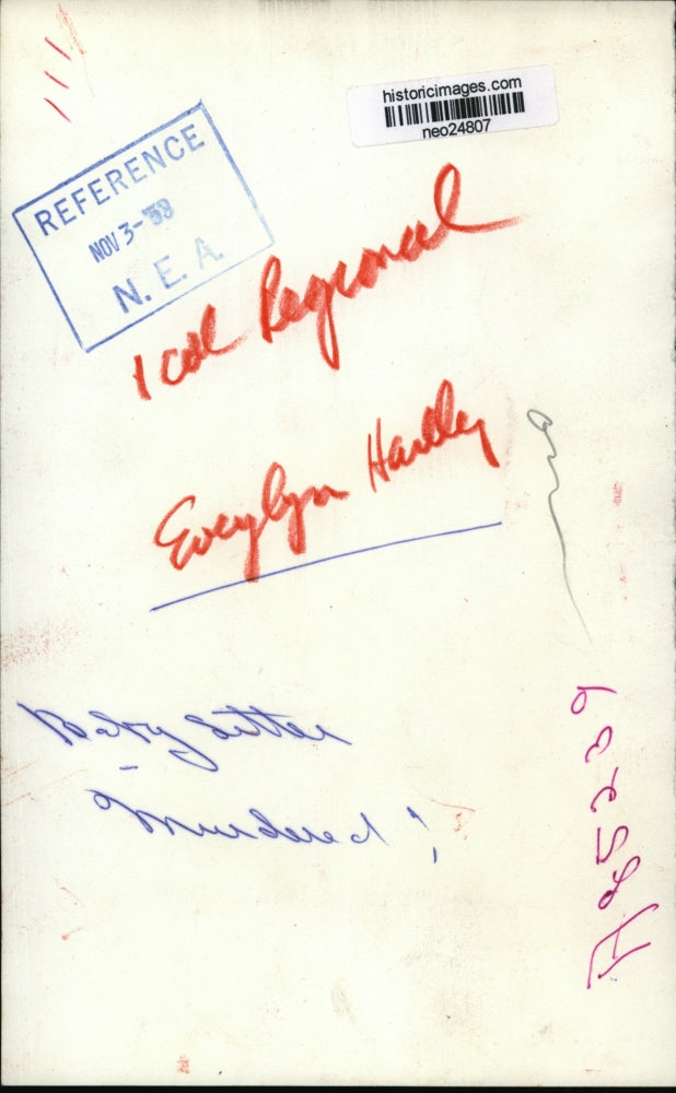 1958 Press Photo Evelyn Harlly Murder Victim - neo24807