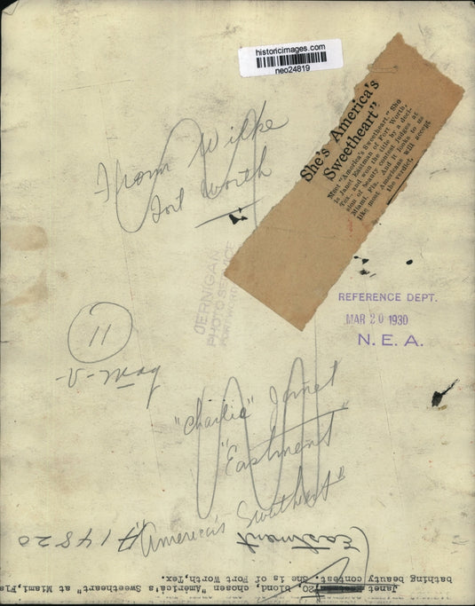 1930 Press Photo Janet Eastment, Chosen America's Sweetheart in Miami