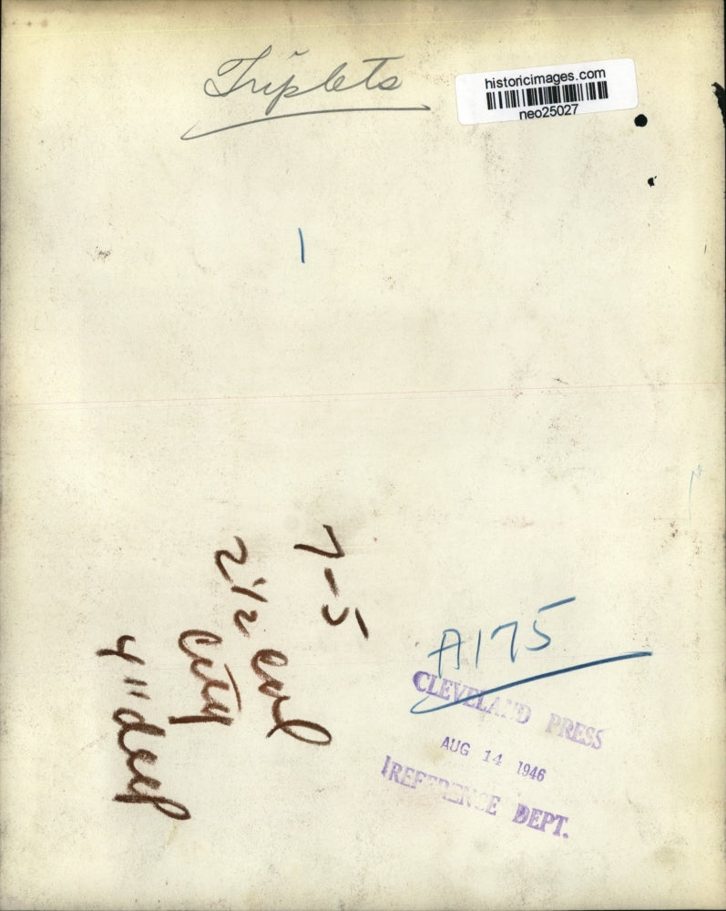 1946 Press Photo Macatee Triplets Eileeen, Betty Ann, & Rosemary of Philadelphia