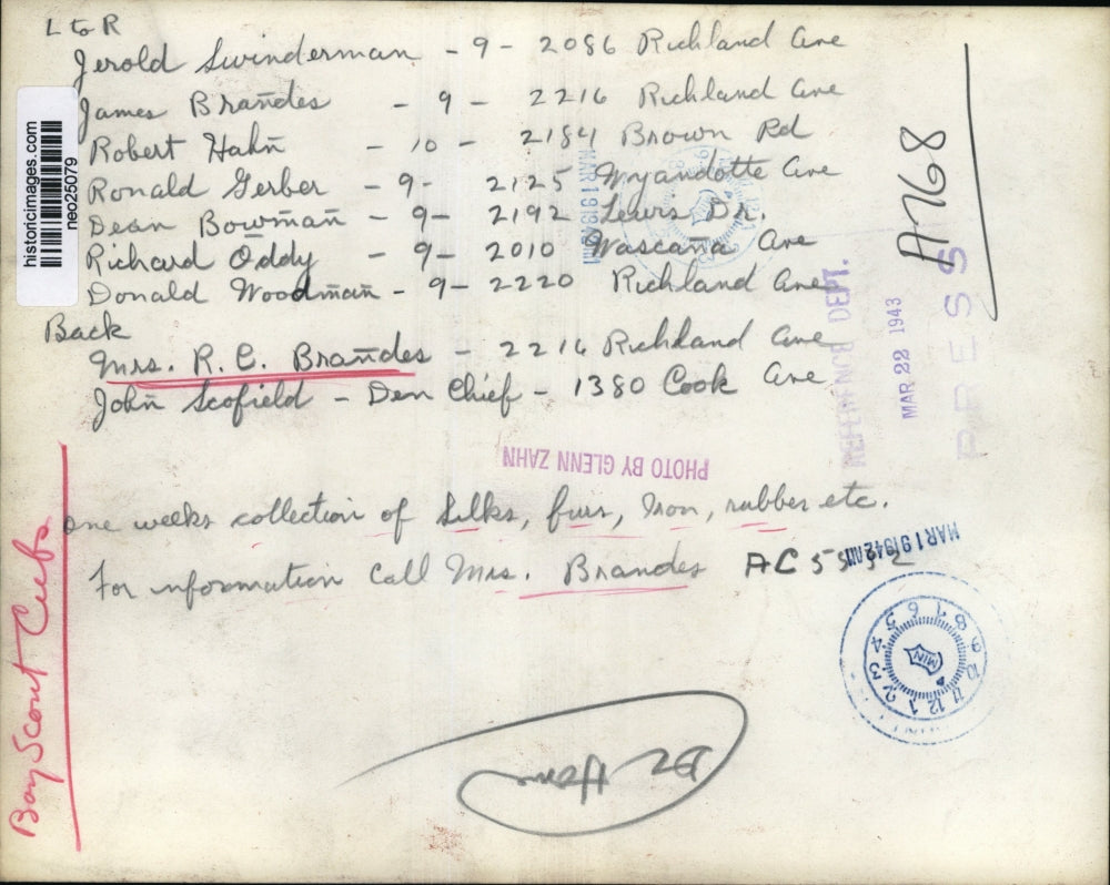 1943 Press Photo Cleveland Boy ScoutsJerold Swinderman, James Brandes