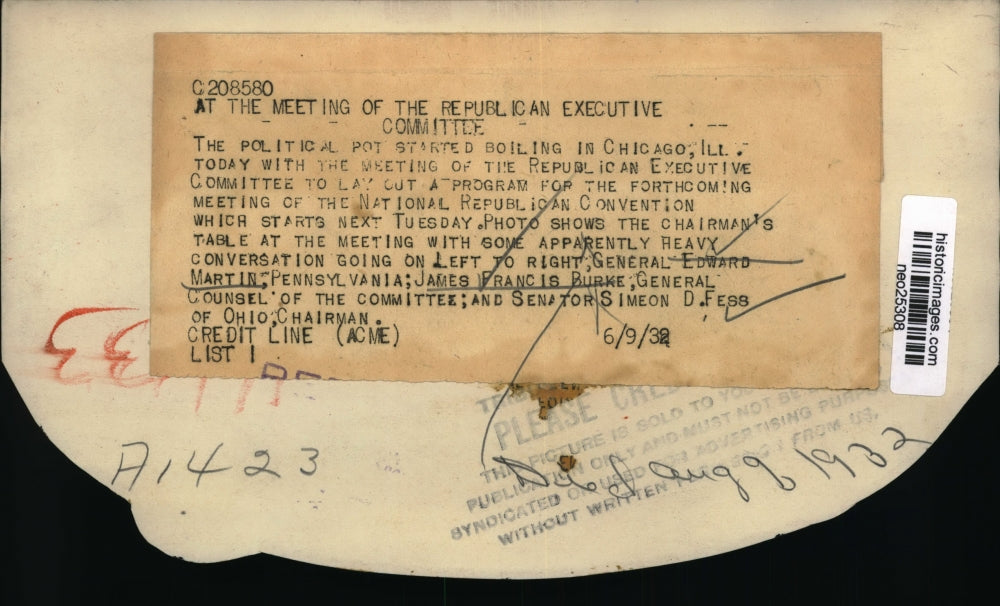 1932 Press Photo Republican Executive Committee Meeting in Chicago, Illinois