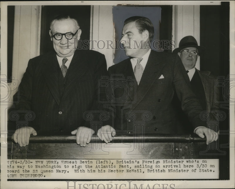 Load image into Gallery viewer, 1946 Press Photo Ernest Bevin British Foreign Minister &amp; Hector McNeil in NYC
