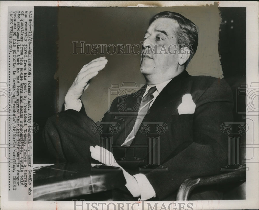 1951 Press Photo T. Lamar Caudle at House Ways & Means Subcommittee Meeting