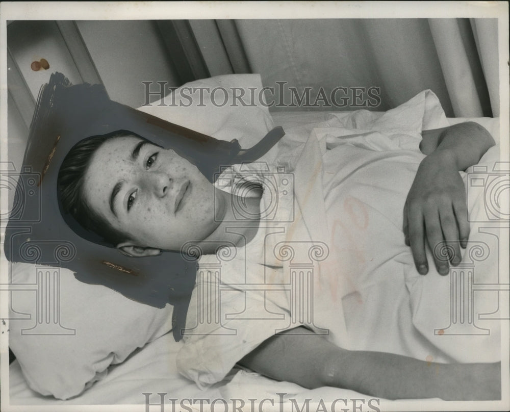 1955 Press Photo Wayne Norton West H.S Student injured in Auto Accident