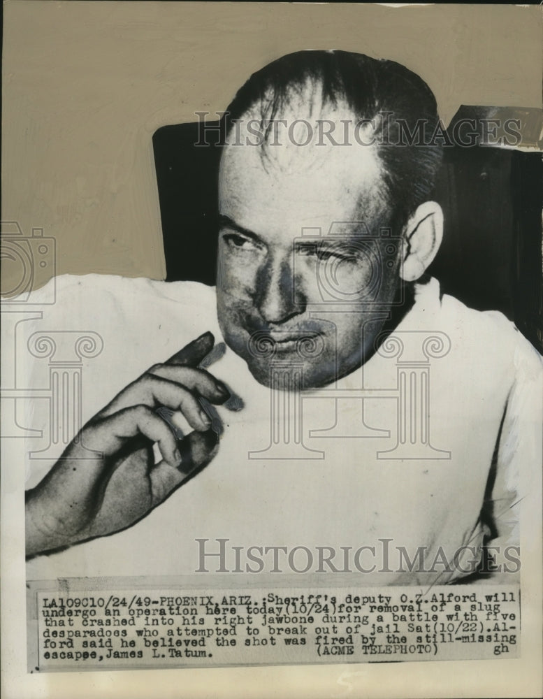 1949 Press Photo Sheriff's Dep. O.Z. Alford to undergo Slug removal operation