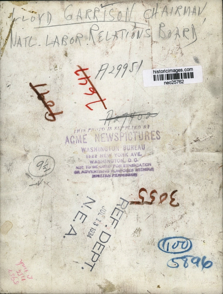 1934 Press Photo Lloyd Garrison chairman National Labor Relations Board