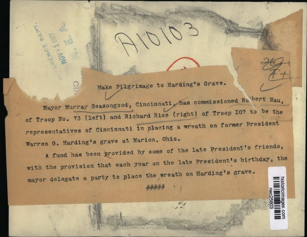 1927 Press Photo Cinncinati Mayor Murray seasongood, Boy Scouts R Nau, R Rice