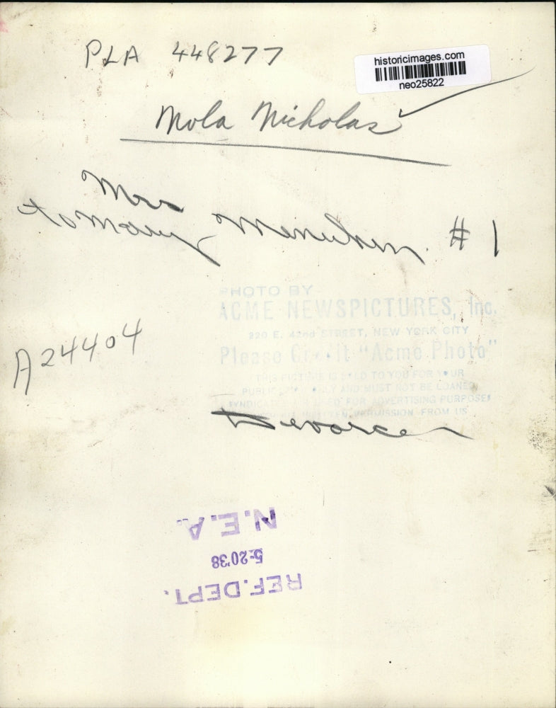 1938 Press Photo Nola Nicholas aka Mrs. Yehudi Menuhin - neo25822