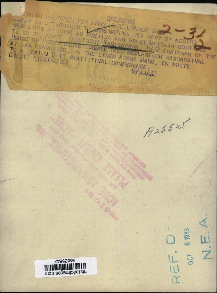 1933 Press Photo Count Yasutschi Yanigasawa Chairman of House of Peers Committee